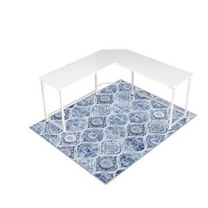 Blue and white non slip rug 48"X 60"